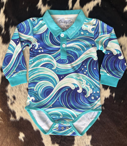 Wave Blue Romper